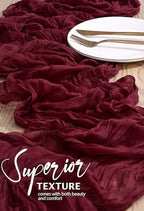 18 Pack Cheesecloth Table Runner 10FT Burgundy Red Table Runner Boho Gauze Cheese Cloth Table Runners Long Rustic Sheer Table Decorations for Wedding Party Baby Bridal Shower Birthday Holiday Home - Image 4