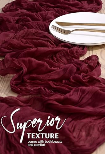 30 Pack Cheesecloth Table Runner 10FT Burgundy Red Table Runner Boho Gauze Cheese Cloth Table Runners Long Rustic Sheer Table Decorations for Wedding Party Baby Bridal Shower Birthday Holiday Home - Image 4