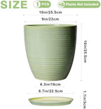 Ceramic Planter - 10 Inch Plant Pot for Indoor Outdoor with Drainage Hole and Plant Tray, Modern Round Home Office Patio Room Decor, House Warming Gifts, Green - Image 3