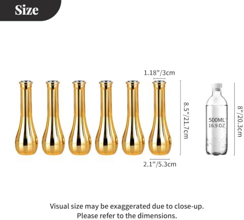 NUPTIO Gold Bud Vases for Centerpiece: 12 Pcs Small Flower Vase for Table - Vintage Skinny Ribbed Vase in Bulk for Wedding Party Home Decor - Image 4