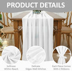 MDS Pack of 25 | White | 14ft Chiffon Table Runner 29x170 Inches Long Romantic Rustic Sheer Gauze Runner for Wedding Bridal Shower Birthday Banquets Engagement Spring Easter Boho Decorations - Image 5