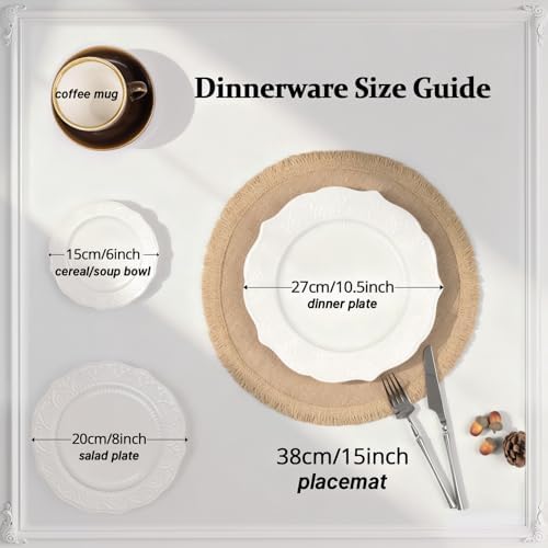 FunWheat Burlap Round Braided Placemats Set of 12 for Dining Tables 15 Inch Heat Resistant Jute Table Mats Farmhouse Woven Fabric Natural Place mats for Fall Decoration (Twine Circle) - Image 2