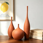 Ceramic Vases Set of 3, Modern Boho Vases for Centerpiece Decor, Matte Terracotta Brown Minimalist Decorative Vases for Home Decor, Living Room, Bookshelf, and Entryway Table Decor - Image 4