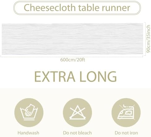 LemonRoad 4 Pcs 20ft Cheesecloth Table Runners Boho Gauze, Ivory - Image 2
