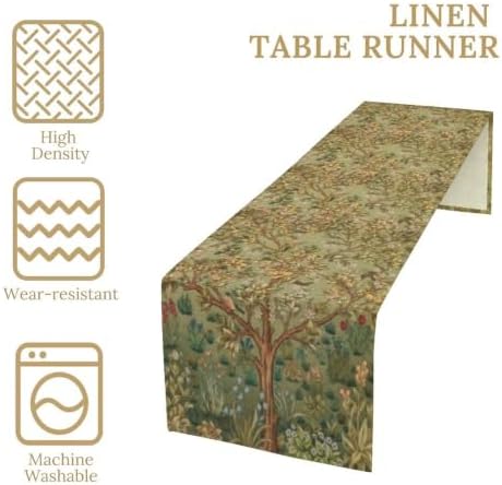 Tree of Life Table Runner, Boho Style Colorful Tree of Life Flower Bird Plant Pattern Print for Home Kitchen Table Decor Dining Coffee Room Party Decor 13x120in - Image 4