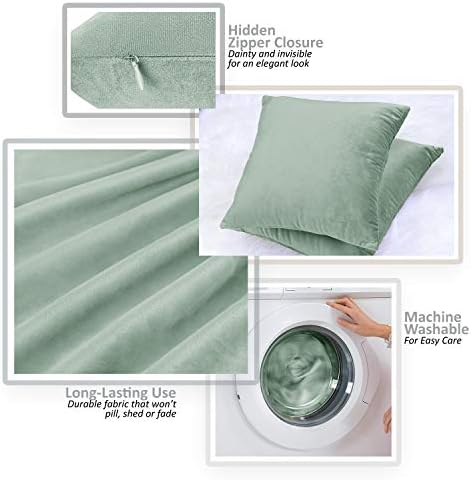 Nestl Throw Euro Pillow Covers, Cozy Velvet Decorative Pillow Covers 26 x 26 Inches, Soft Solid Couch Pillow Case for Sofa, Bed and Car, Set of 2 - Mint - Image 3