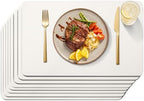 Maxpearl Faux Leather Placemats Set of 8, Easy to Clean, Ivory White by Maxpearl
