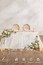 Ling's moment 2PCS Apricot Peach Artificial Flower Garland Wedding Arch Flowers Floral Swags Centerpieces Decoration Rose Greenery for Sweetheart/Head Table Easel Wall Entryway Board Backdrop - Image 4