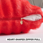 FUTEI Pack of 2 Faux Mink Fur Throw Pillow Covers 24x24 Inch, Red - Image 3
