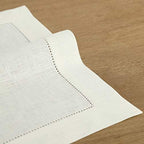 Solino Home 100% Pure Linen Placemats Ivory Hemstitch, 14 x 19 in, Set of 4 - Image 3
