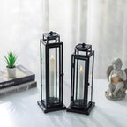 Black Lantern Decorative Indoor, with LED Taper Candles - Image 4