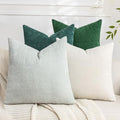 Set of 4 Soft Textured Decorative Throw Pillow Covers 18x18 Inch Cozy Farmhouse Cushion Cover Square Accent Pillow Cases for Bed Couch Sofa Living Room, White Aqua Green by Cozoomy