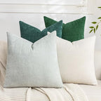 Set of 4 Soft Textured Decorative Throw Pillow Covers 20x20 Inch Cozy Farmhouse Cushion Cover Square Accent Pillow Cases for Bed Couch Sofa Living Room, White Aqua Green by Cozoomy