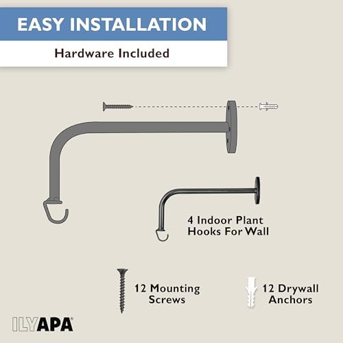 Ilyapa 4 Pack Metal Matte Black Plant Wall Hanger Hooks, 7 Inch - Image 5