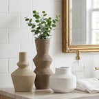 DREAMLOOM Modern Modern Ceramic Vase Set of 3, Brown - Image 6