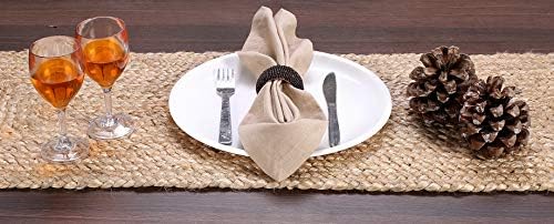 GLAMBURG Farmhouse Jute Burlap Table Runner 36 Inches Long, 13x36 Natural Jute Braided, Organic Eco-Friendly Rustic Vintage Dining (Pack of 2) - Image 3
