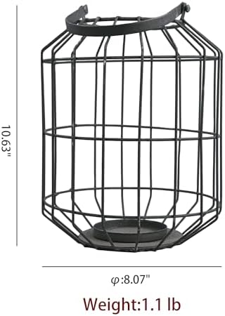 Black Metal Cage Candle Lantern, 10.6" Hanging Pillar Candle Holder, Rustic Farmhouse Lantern Decor for Indoor Outdoor, Vintage Lantern with Handle for Home Wedding Patio Christmas - Image 6