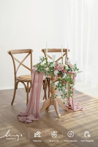 Ling's moment 2 Pack Mauve Floral Garland Wedding Arch Flowers - Image 2