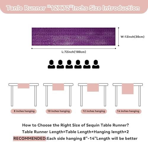 Sugargirl 10 Packs 12 x 72 inches Sequin Table Runner, Glitter Purple Table Runner for Birthday Party Supplies Wedding Holiday Celebration Event Decorations - Image 6
