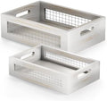 Wooden Countertop Baskets Set of 2 for Kitchen, Bathroom, Pantry|Wall Mount Upgrade with Full Accessories| Rustic Nesting Boxes|Wooden Organizer Crates for Fruit, Vegetables, Produce, Bread by NAGAWOOD