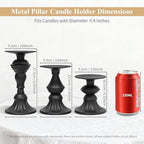GUTE Pillar Candle Holders 3 Pcs Matte Black Metal Candlestick Decor - Image 2