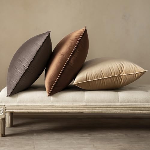 MIULEE Decorative Dark Coffee Velvet Throw Pillow Covers for Couch 22x22 in - Image 5
