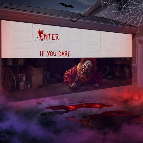WovWeave 7 x 16 Ft Halloween Garage Door Cover Banner, Clown - Image 7