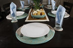 Senegal Placemats/African Bohemian Woven Seagrass Placemats/Natural Wicker Round Basket Placemats/Decorative Hanging Wicker Plates/Hanging Wall Decor (Light Blue & White) - Image 3