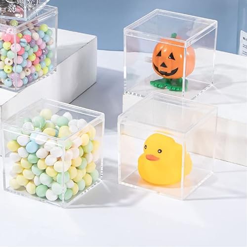 KissYou Acrylic Box Clear Box with Lid Acrylic Square Cube,24 Pack Small Plastic Storage Box Birthday Wedding Graduation Party Decoration - Image 4