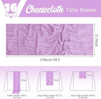 16 Pack Lavender Table Runner 10FT Cheesecloth Table Runner Boho Gauze Table Runners Long Rustic Sheer Fabric Table Runners for Wedding Party Bridal Shower Farmhouse & Home Decor - Image 2