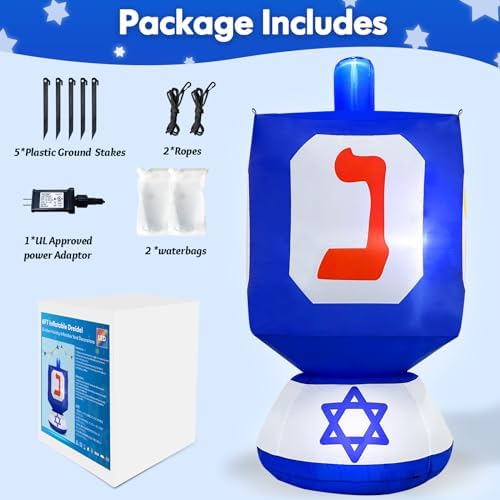 MICOCAH 6 FT Hanukkah Inflatables Dreidel Built-in LEDs Outdoor Decorations - Image 6