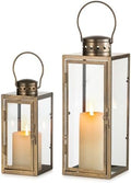 NUPTIO Vintage Lanterns Decorative Outdoor, 9.5" & 13.8" Set of 2 Lantern by Nuptio
