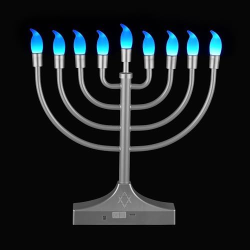 Electric Hanukkah Menorah,RGB Led Menorahs for Chanukah Decoration,Color Changing with Remote Control & Push-Button to Choose The Day and Timer Options Battery/USB Powered,Silver - Image 6