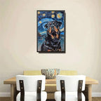 Metal Sign Vintage Tin Sign Rottweiler Starry Night Rottweiler Loyal Rottweiler in Night for Home Security and Seasonal Celebrations Corrosion Resistant Aluminum 12×16 Inches with Metal Frame - Image 4