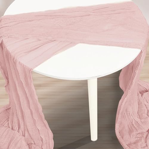 10 Pack Blush Pink Cheesecloth Table Runner 35x120 Inch 10Ft Rustic Gauze Cheese Cloth Table Runner Sheer Cheesecloth Table Runners for Wedding Party Bridal Shower Decoration - Image 3