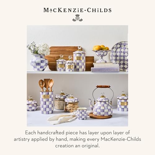 MACKENZIE-CHILDS Pillar Candlestick, Large, Purple-and-White Violet Check - Image 6