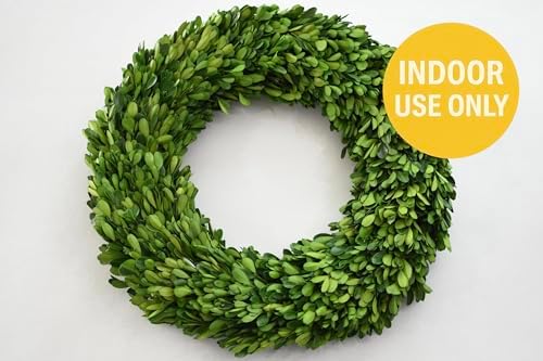 Preserved Boxwood Wreath 24 Inch Oversized – Real Greenery Spring Summer & Year-Round Indoor Décor, Farmhouse Wall Door & Mantel, Fade-Resistant - Image 3