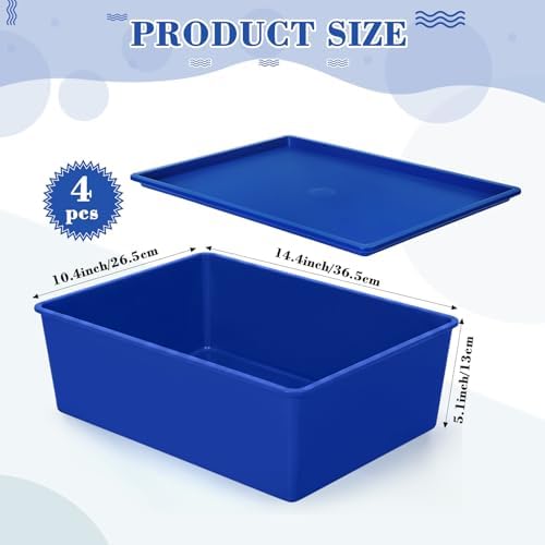 Menkxi 4 Pcs Storage Bins with Lids, Dark Blue, Light Blue, Large - Image 2