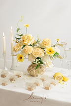 Ling's moment Creamy Yellow Artificial Dahlias, Wedding Flowers, 25 pcs - Image 4