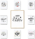 Haus and Hues Set of 9 Framed Interchangeable Holiday Decor, Seasonal Decor, Spring Wall Decor, Holiday Wall Decor, Interchangeable Home Sign, Easter House Decor, Easter Wall Art (Framed Beige, 12x16) by HausandHuesArtPrints