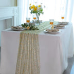 Snowkingdom 6Pcs 10Ft Sage Gold Gauze Sheer Table Runner - Image 5