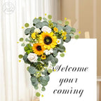 Odouzy Artificial Wedding Arch Flowers for Wedding Sign,Set of 2 for Welcome Ceremony Sign,Faux Floral Swags,Banquet and Reception Backdrop Floral Decoration (Green&Sunflower) - Image 4