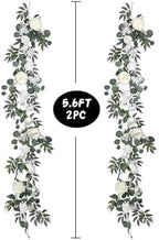 DearHouse 2Pcs Artificial Peony Flower Garland and - Silk Peony Garland with Flowers and Eucalyptus for Wedding Party Table Decoration,6ft/Strand (White) - Image 6