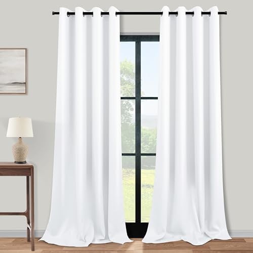 KOUFALL 132 Inch Blackout Curtains, 11FT High Ceiling Extra Long Grommet Drapes for Living Room Bedroom, 2 Panels Set, 11 FT Length 52'' W x 132'' L Inches, White - Image 3