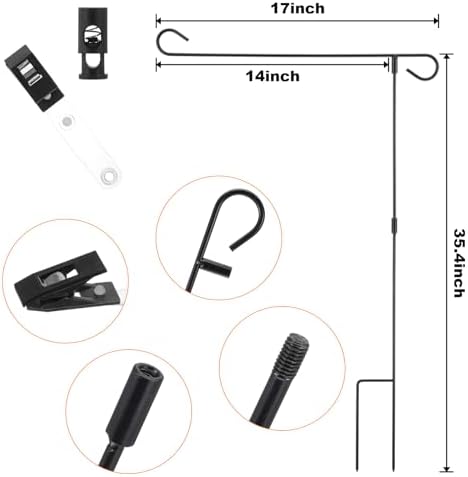 6 Pcs Garden Flag Holder Stand, Premium Garden Flag Pole Holder, Metal Yard Flags Holders, Weather-Proof Flagpole with Clip and Spring Stopper for Outdoor Gardens Yard Decor Decoration - Image 2