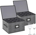 2-Pack Wine Glass Storage Box with Dividers, Hard Shell Stemware Storage by Aokeyee