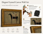Gold Framed Black Horse Wall Art, Western Canvas Print, 24x16 - Image 2
