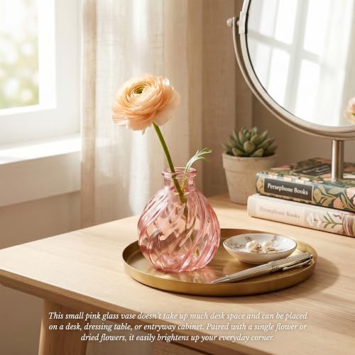 15 Pcs Pink Glass Bud Vases Bulk, Vintage Small Flower Vase Set - Image 7