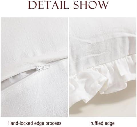 patdrea Vintage White Linen Throw Pillow Covers,Set of 2,18"x18"-Kubum - Image 5