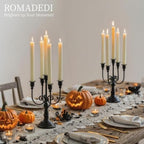 Romadedi Halloween Candelabra, Black 5-Arm Candle Holder, Set of 2, 11.8 in - Image 6